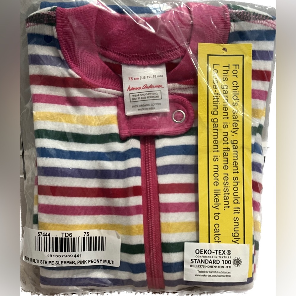 Hanna Andersson Multi Stripe Sleeper, Pink Peony 75cm 12-18 mo)